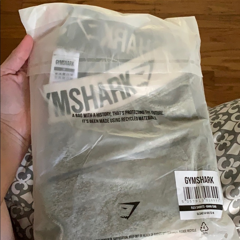 Khaki Gymshark shorts